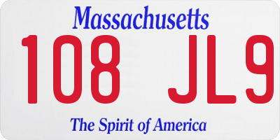 MA license plate 108JL9