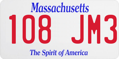 MA license plate 108JM3