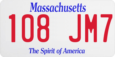 MA license plate 108JM7