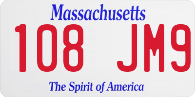 MA license plate 108JM9