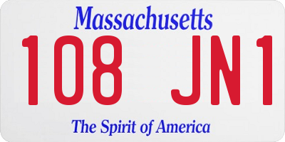 MA license plate 108JN1