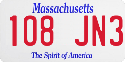 MA license plate 108JN3