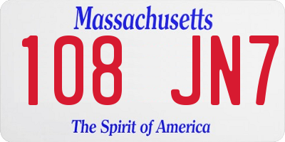 MA license plate 108JN7