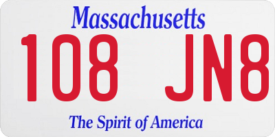 MA license plate 108JN8