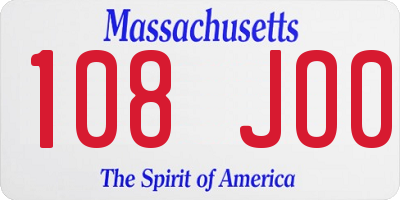 MA license plate 108JO0