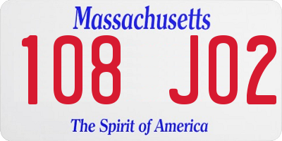 MA license plate 108JO2