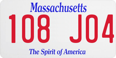 MA license plate 108JO4