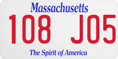 MA license plate 108JO5