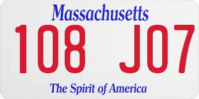 MA license plate 108JO7