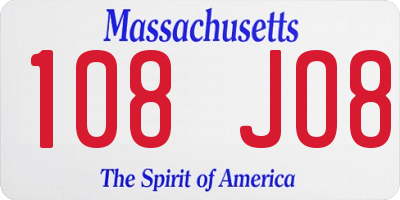 MA license plate 108JO8