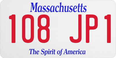 MA license plate 108JP1