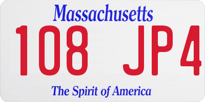 MA license plate 108JP4