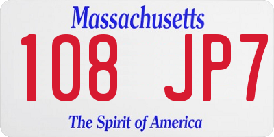 MA license plate 108JP7
