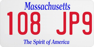 MA license plate 108JP9