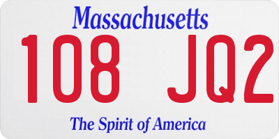 MA license plate 108JQ2