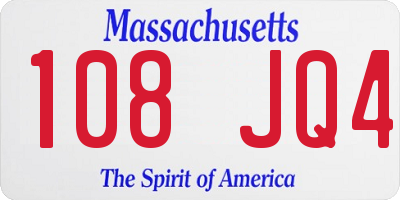 MA license plate 108JQ4
