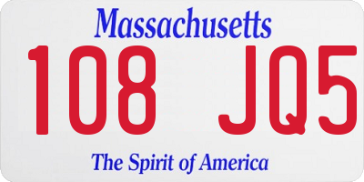 MA license plate 108JQ5