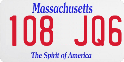 MA license plate 108JQ6
