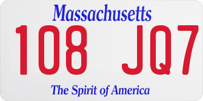 MA license plate 108JQ7