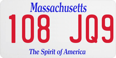 MA license plate 108JQ9