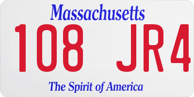 MA license plate 108JR4