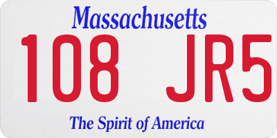 MA license plate 108JR5