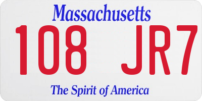 MA license plate 108JR7
