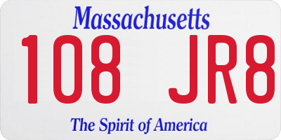 MA license plate 108JR8