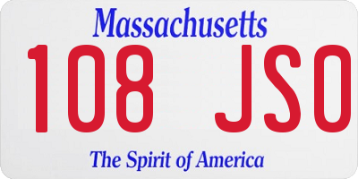 MA license plate 108JS0