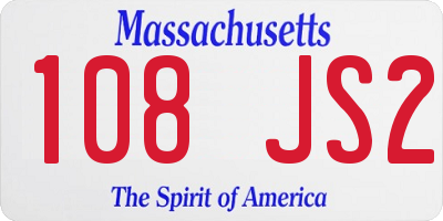 MA license plate 108JS2