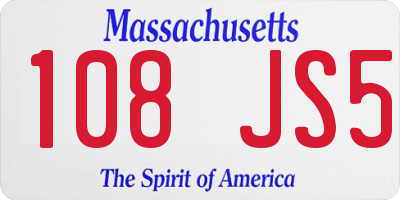 MA license plate 108JS5