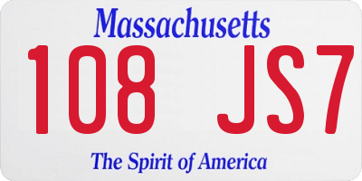 MA license plate 108JS7