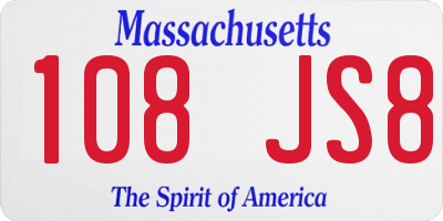 MA license plate 108JS8