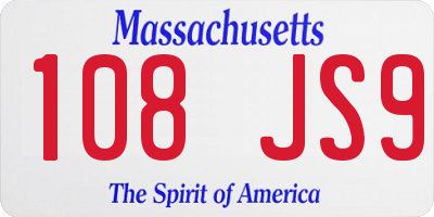 MA license plate 108JS9