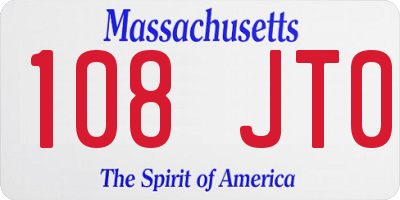MA license plate 108JT0