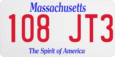 MA license plate 108JT3
