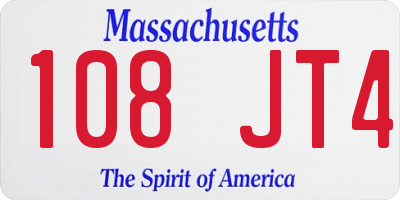 MA license plate 108JT4