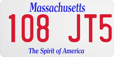 MA license plate 108JT5