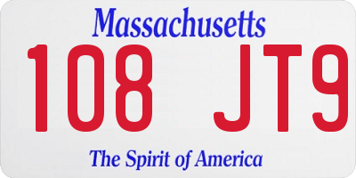 MA license plate 108JT9