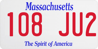MA license plate 108JU2
