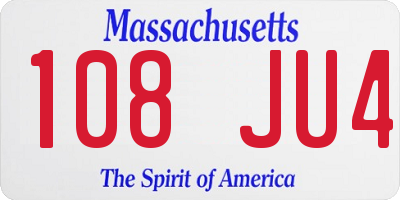 MA license plate 108JU4