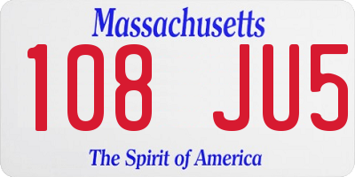 MA license plate 108JU5