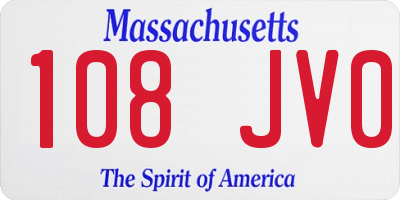 MA license plate 108JV0
