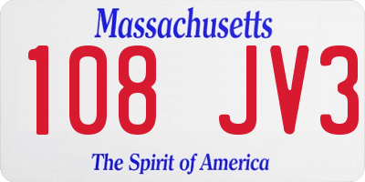 MA license plate 108JV3