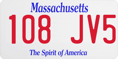 MA license plate 108JV5