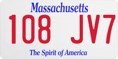 MA license plate 108JV7