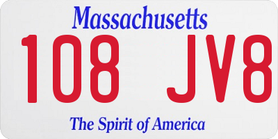 MA license plate 108JV8