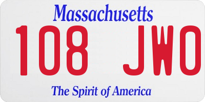 MA license plate 108JW0