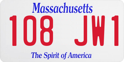 MA license plate 108JW1