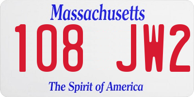 MA license plate 108JW2